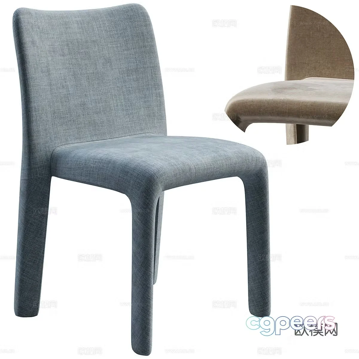 Fabric dining chair Fabric single chair Fabric leisure chair Simple dining chair Simple single chair Book chair Rest 3D model