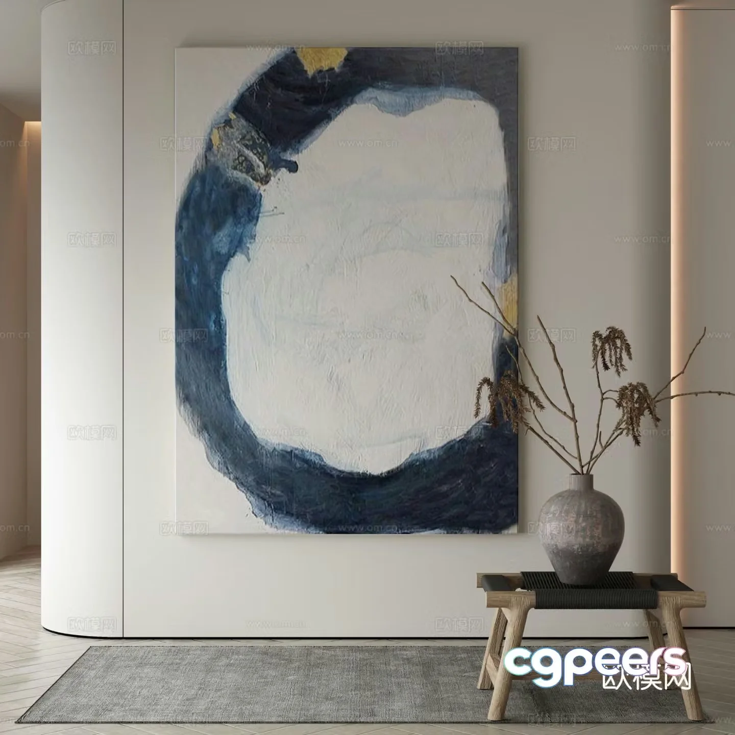 Modern texture painting decorative painting 3d model