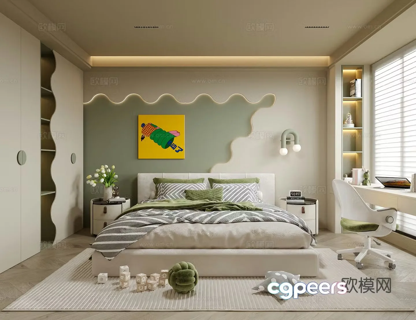 Modern universal children’s room Children’s room Girls room Boys room Children’s bed 3D model