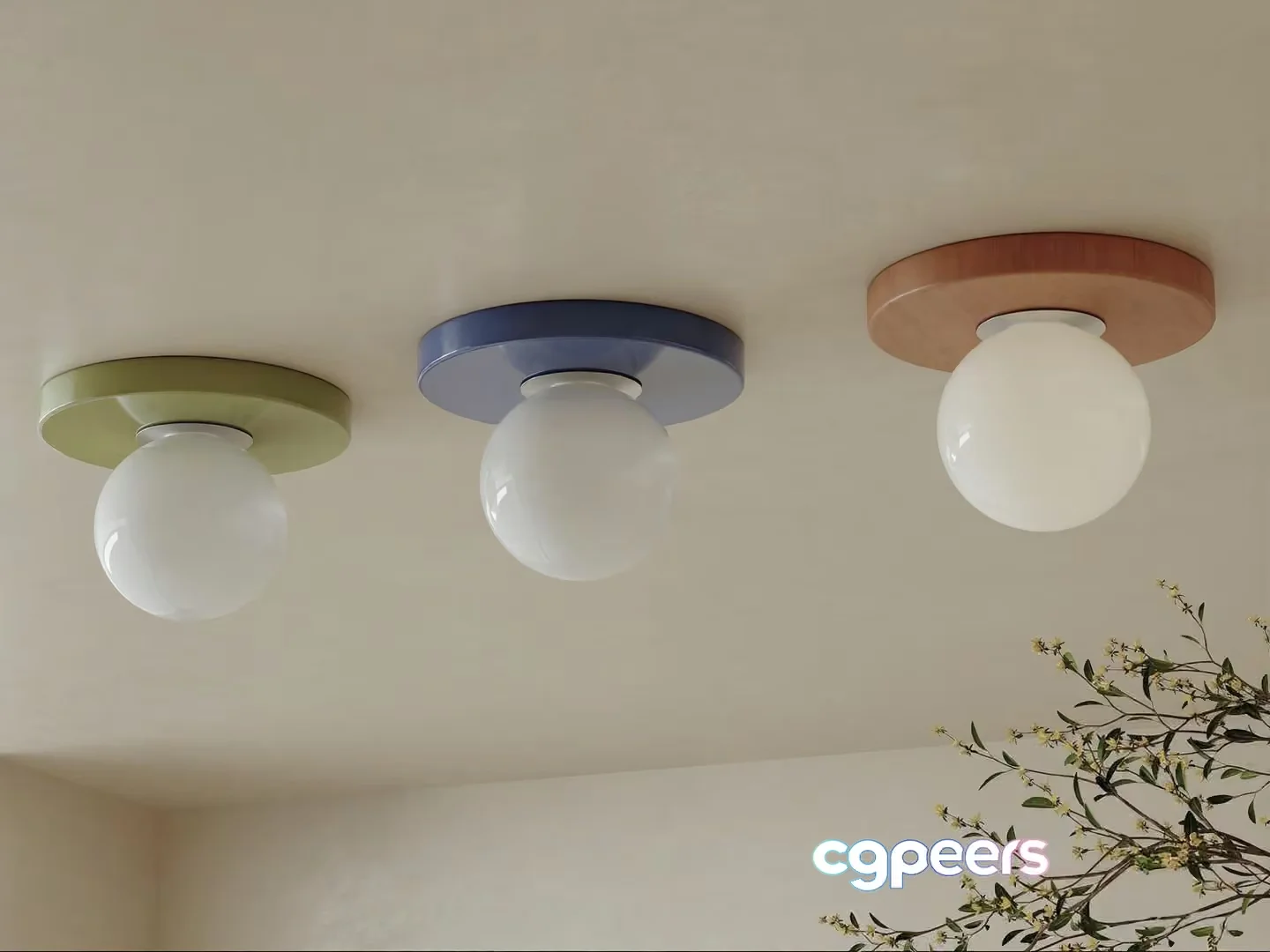 Three Ceiling Lights 3D Model – 2384 – VRAY Render
