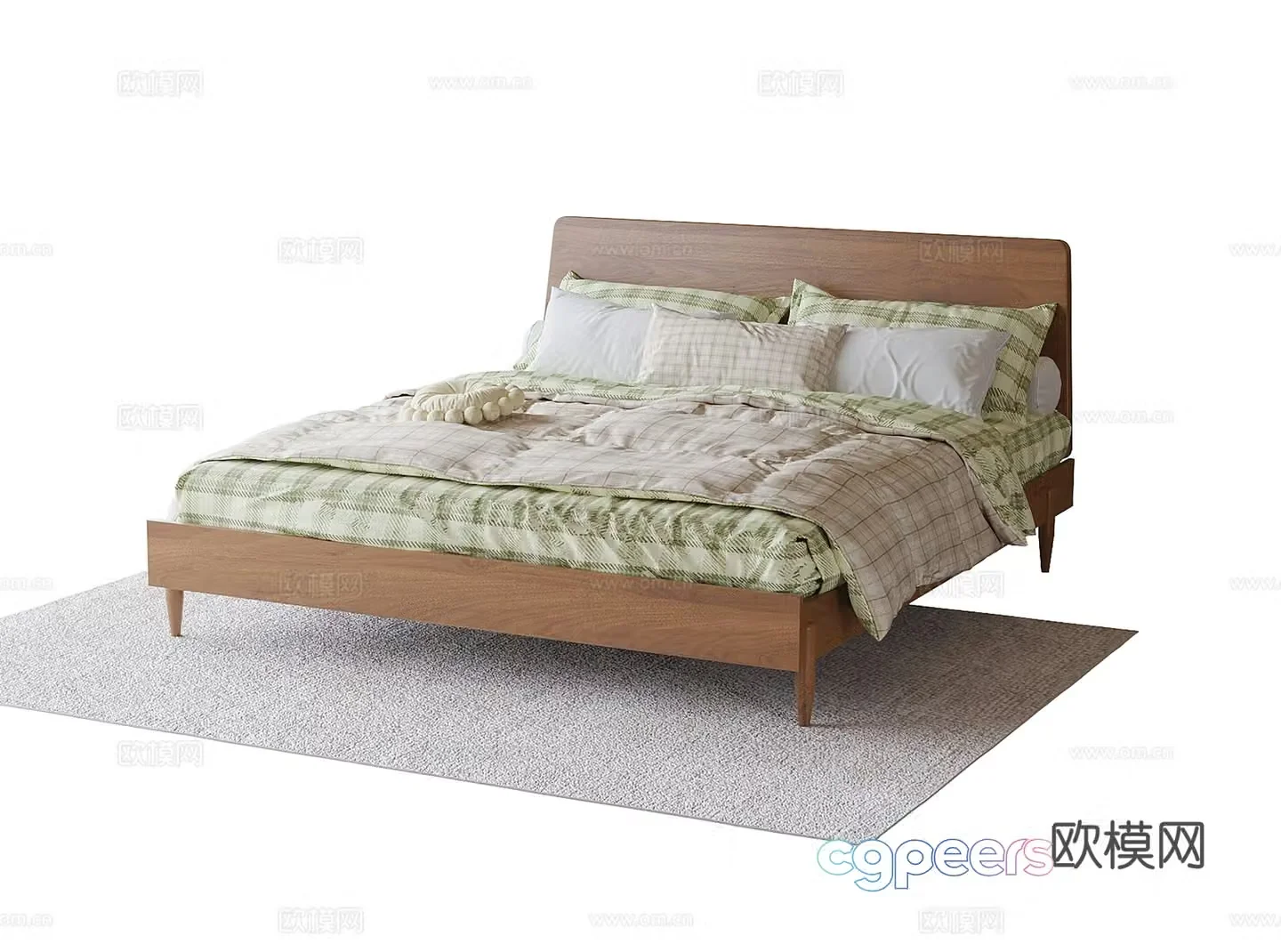 Modern double bed 3d model