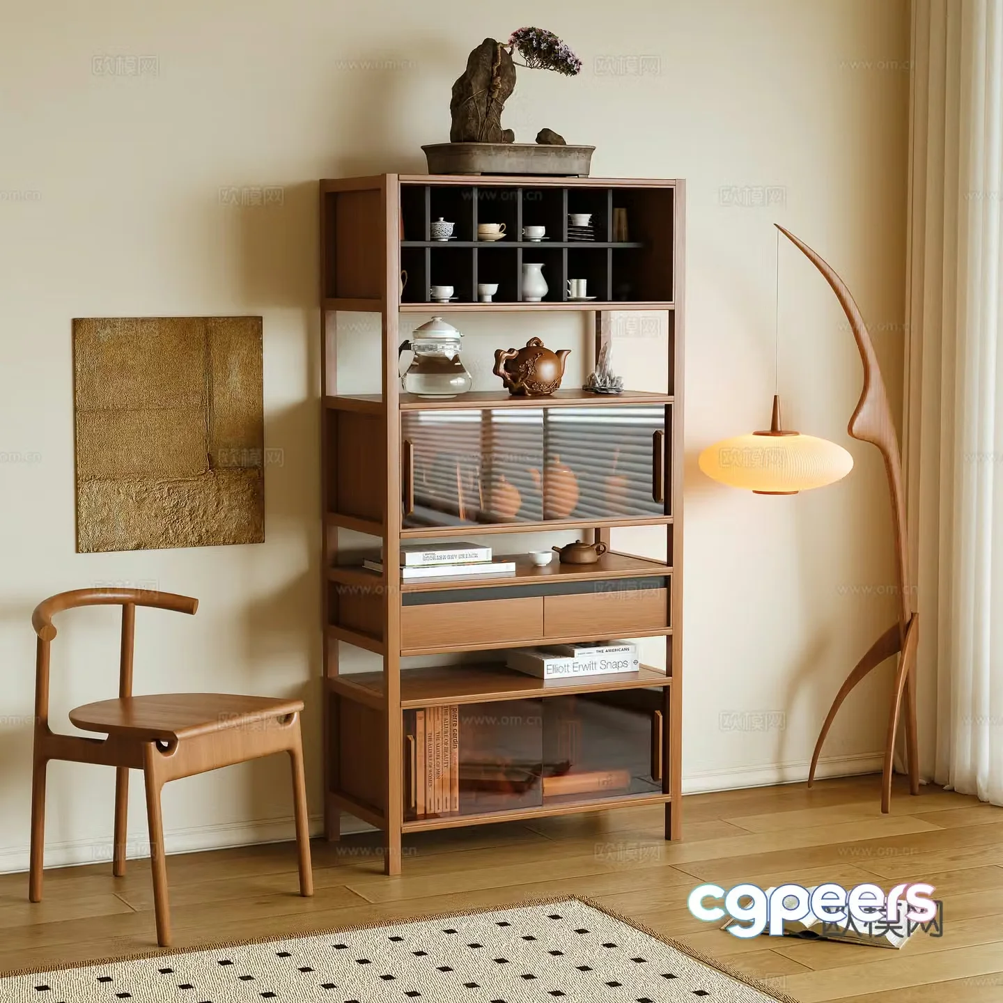 Middle-aged style ancient shelf store shelf bookshelf 3D model