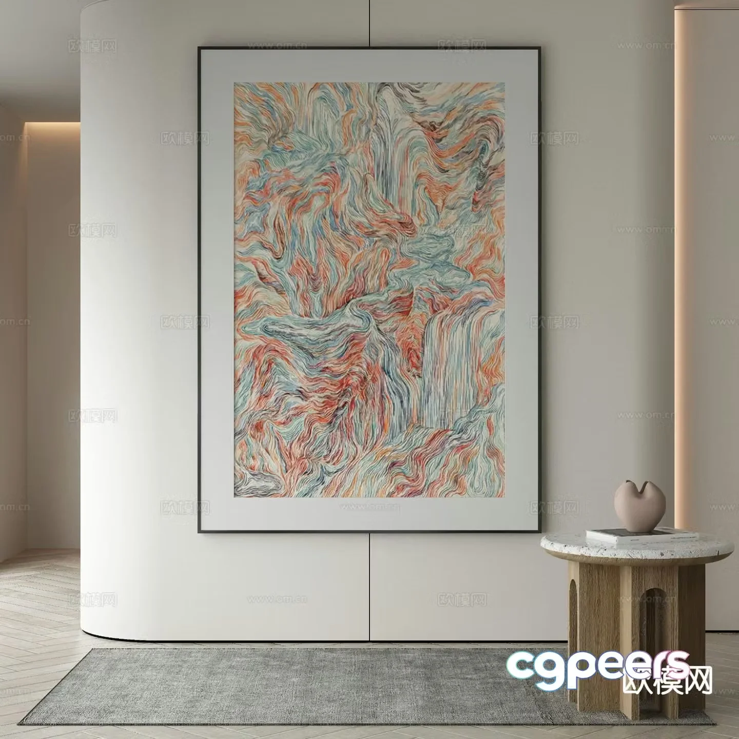 Modern decorative painting abstract hanging painting 3d model