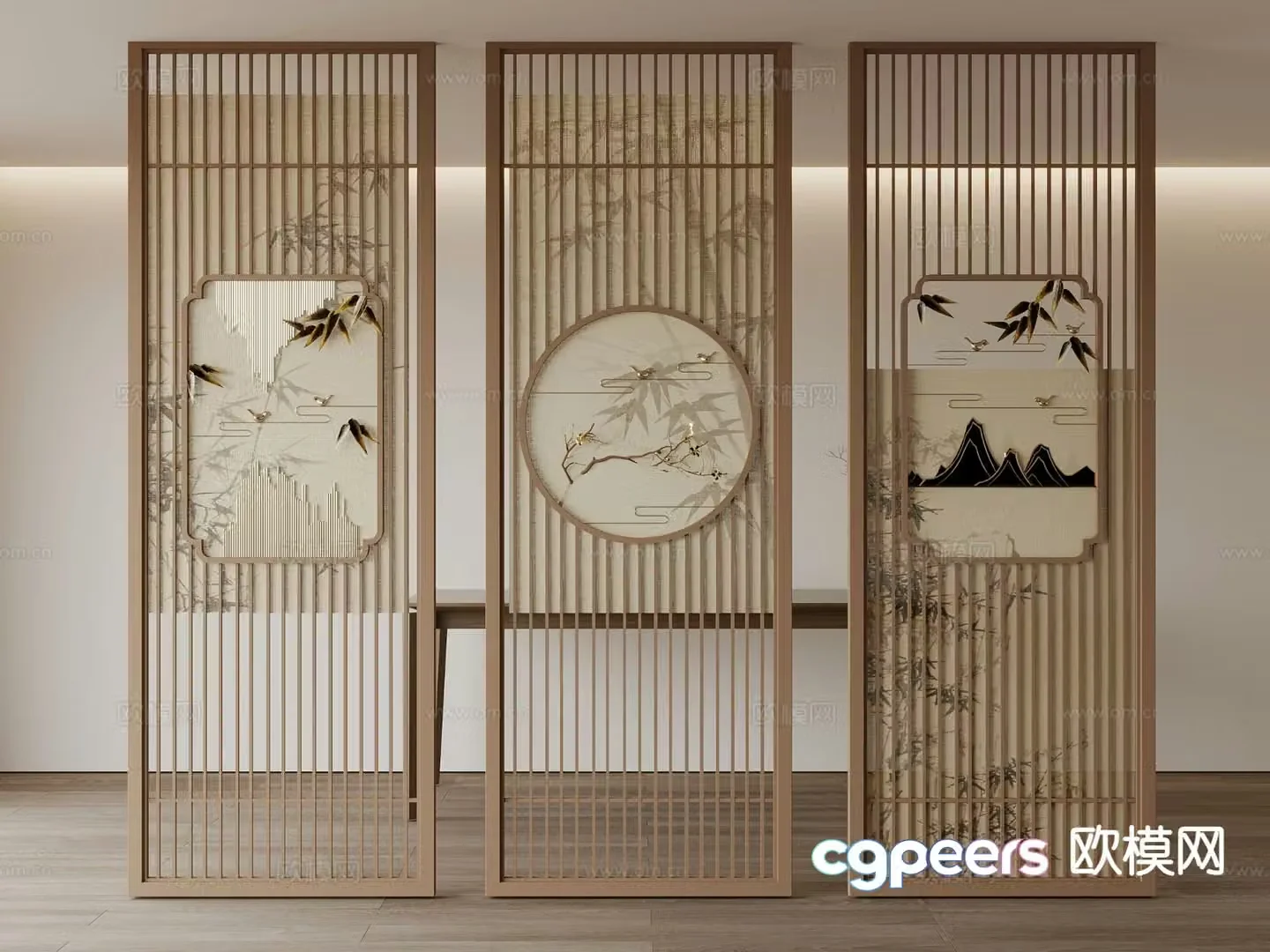 New Chinese-style screen partition 3D model