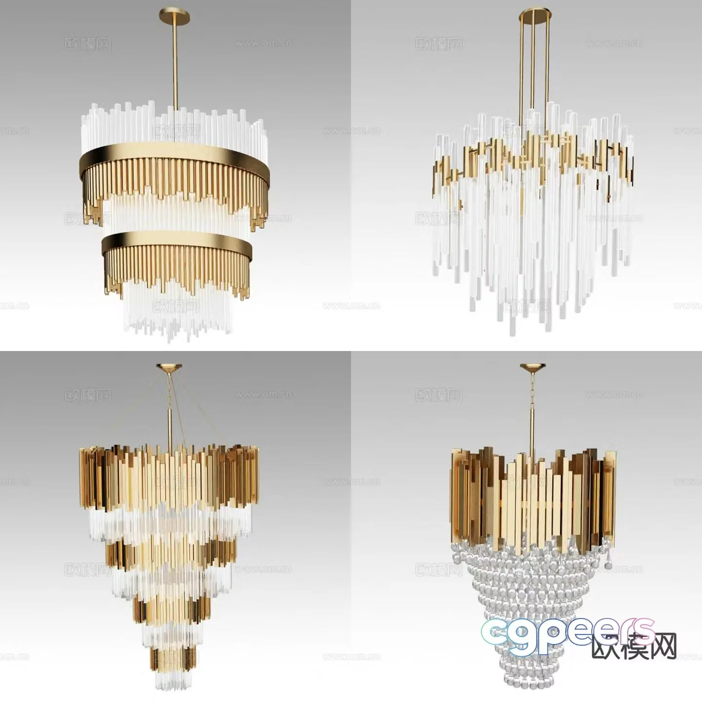 Light luxury chandelier crystal lamp 3d model