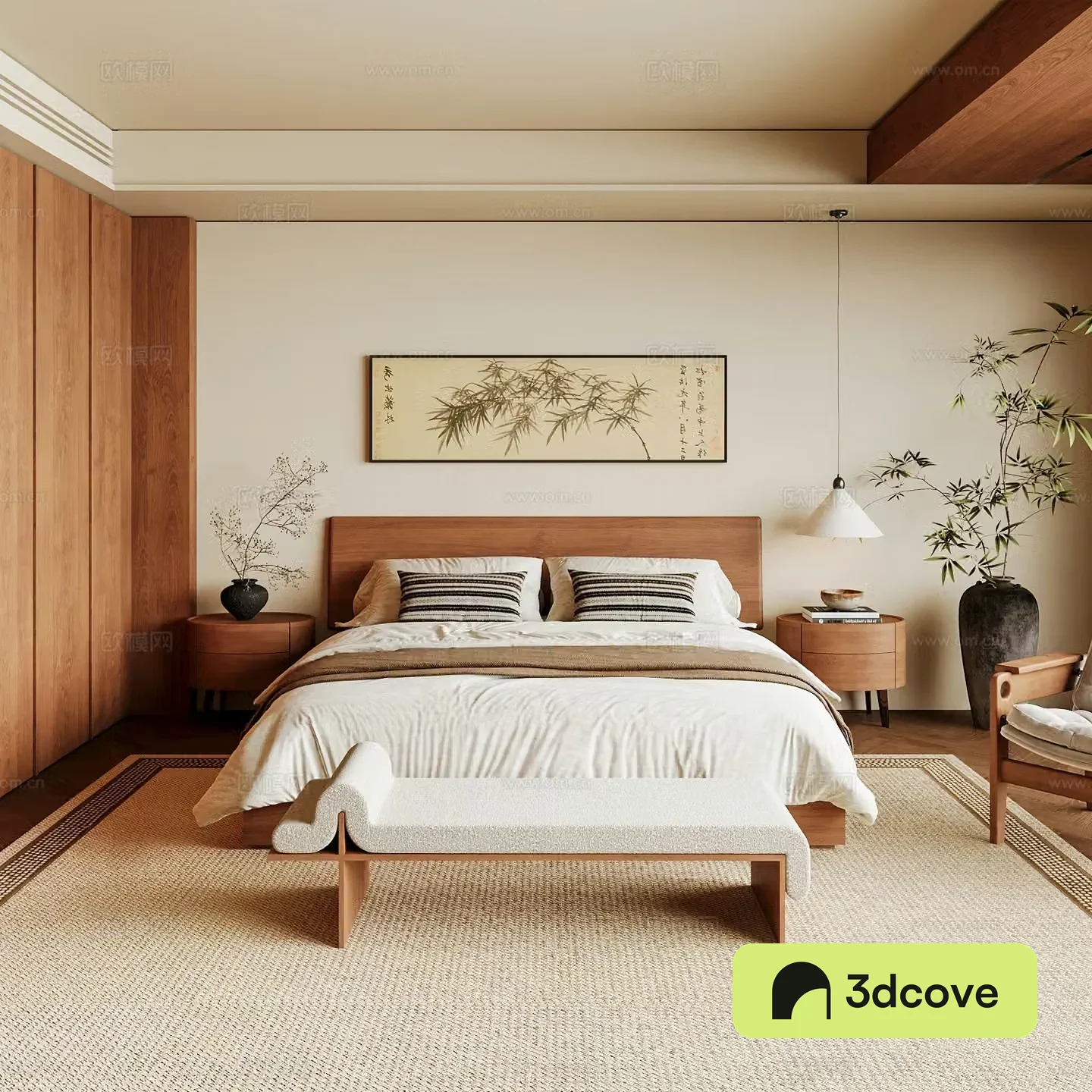 New Chinese style home bedroom Song family aesthetic bedroom Song style bedroom New Chinese style double bed New Chinese
