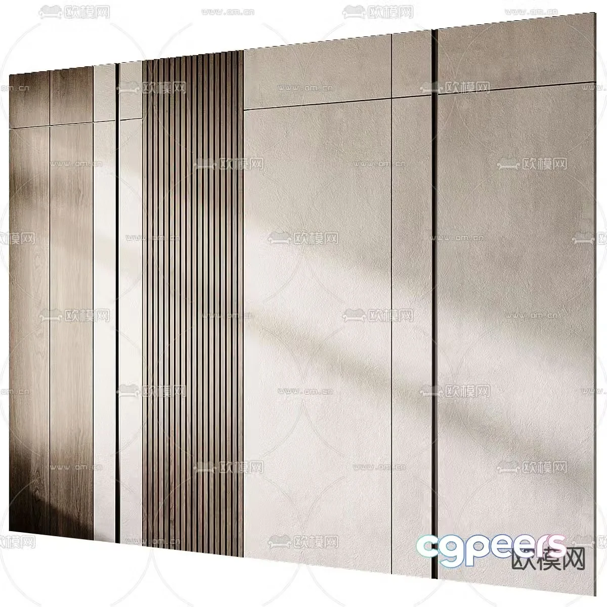 Solid wood wall panel background wall 3d model