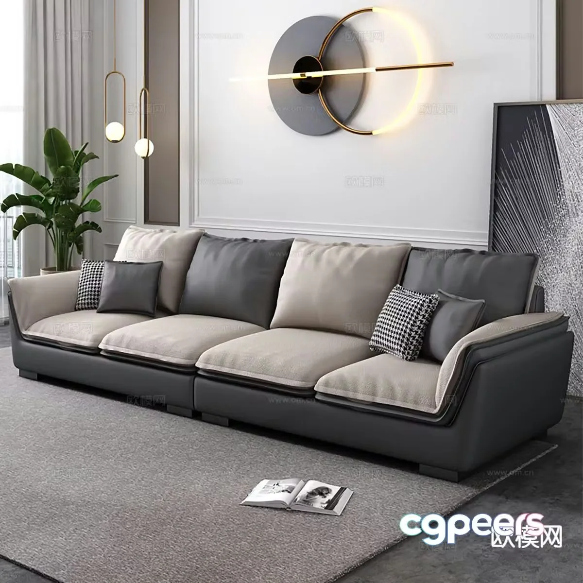 Modern multi-person sofa technology cloth sofa 3d model