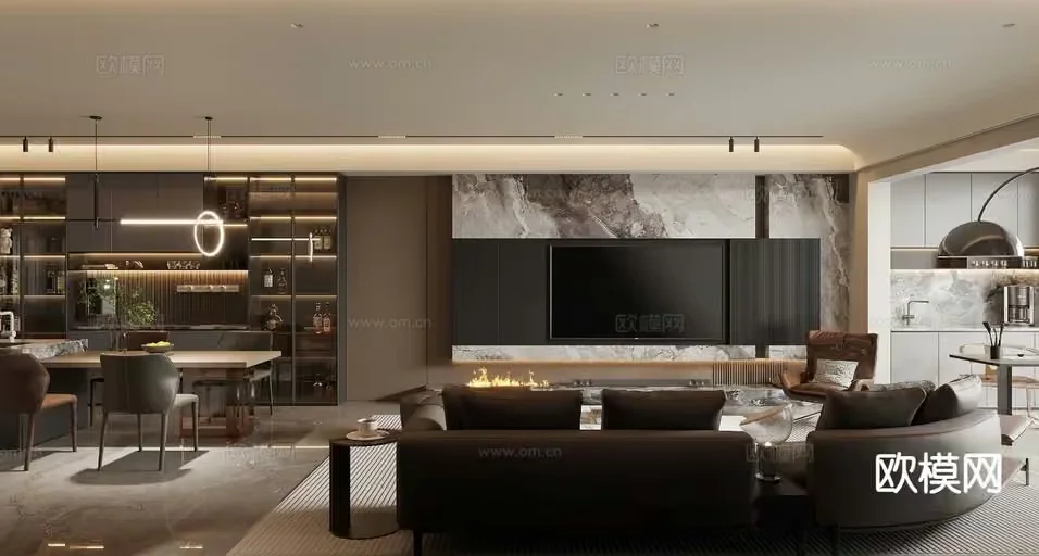 Modern Living Room 3D Model – 6754 – VRAY Render