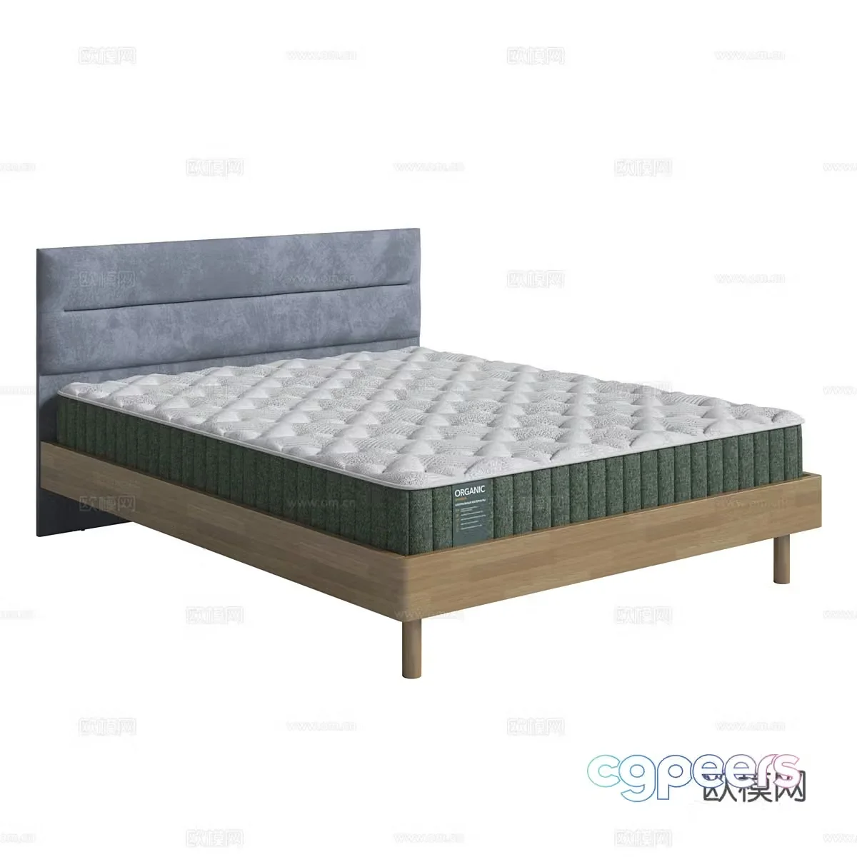 Nordic simple double bed double bed simple bed bedroom bed 3d model