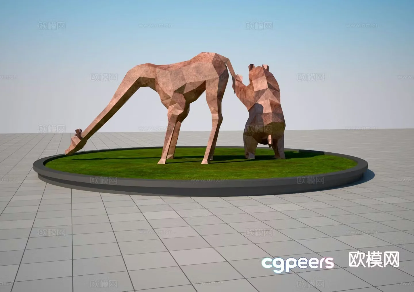 Giraffe sculpture bear sculpture 3d model