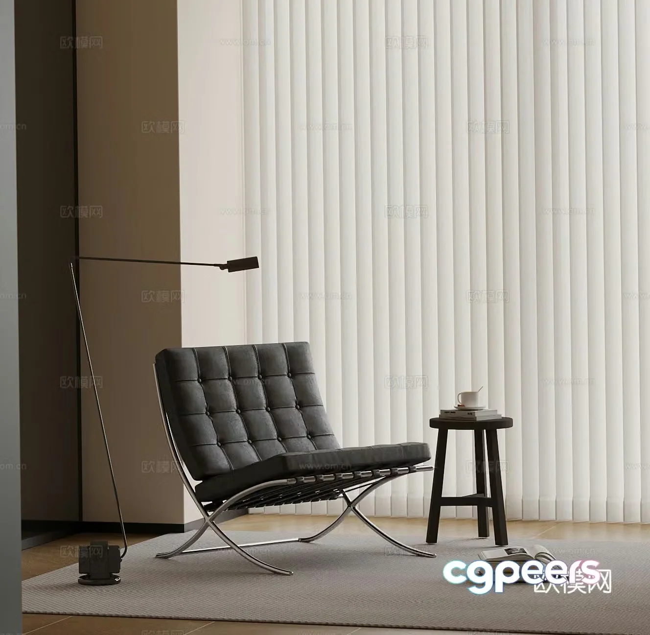 Modern leisure chair floor lamp 3d model