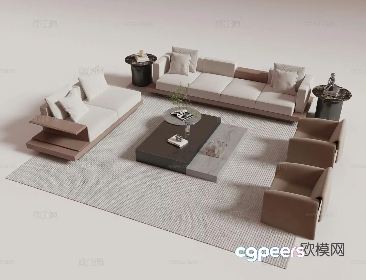 Modern sofa chair combination 3d model