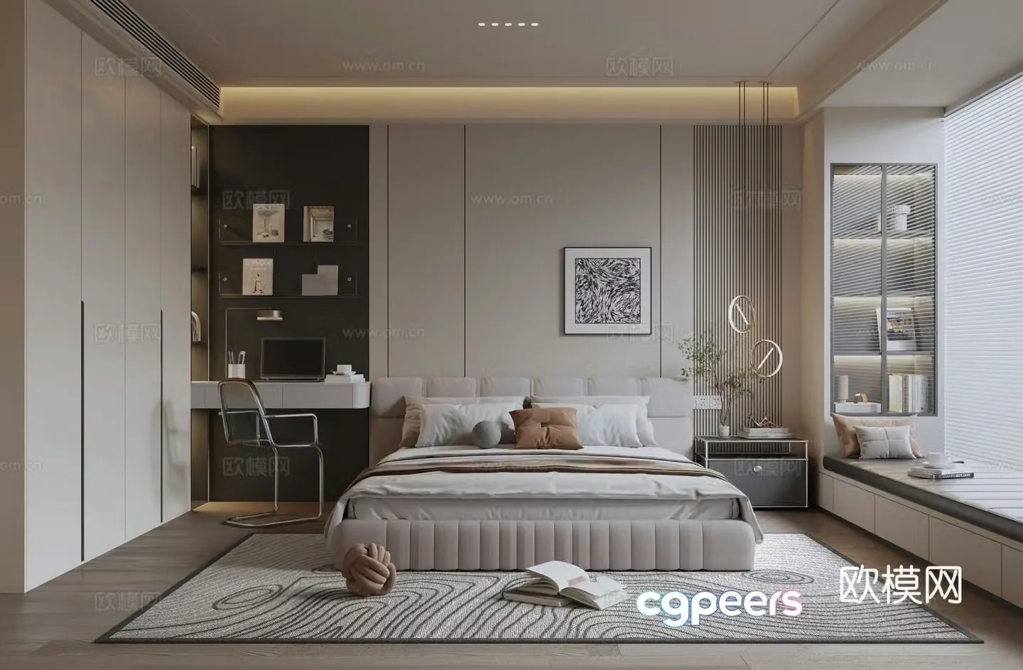 Modern minimalist home bedroom 3d model