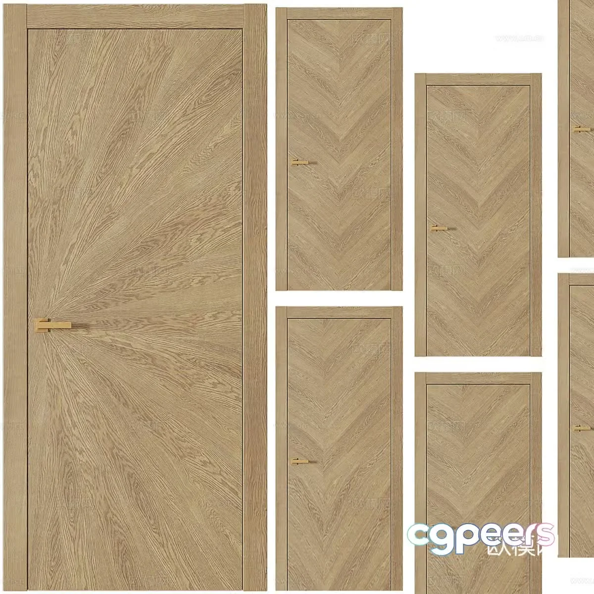 Nordic single door swing door bedroom door 3d model