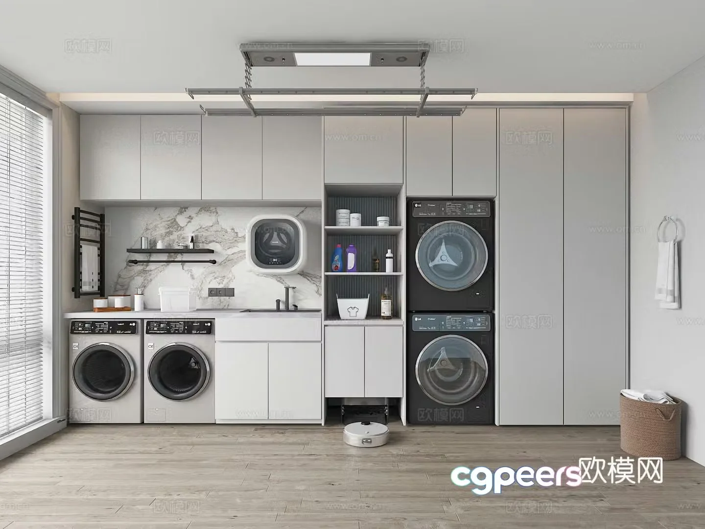 Modern balcony washing machine cabinet 3d model