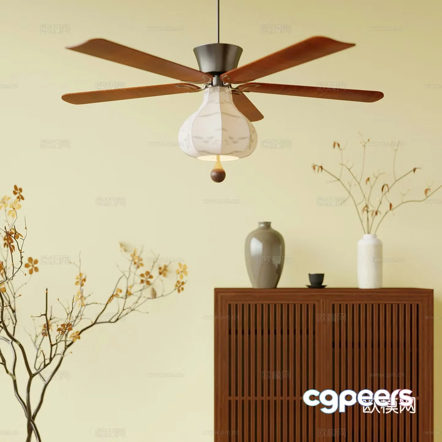 Fan lights medieval fan lights chandelier 3d model