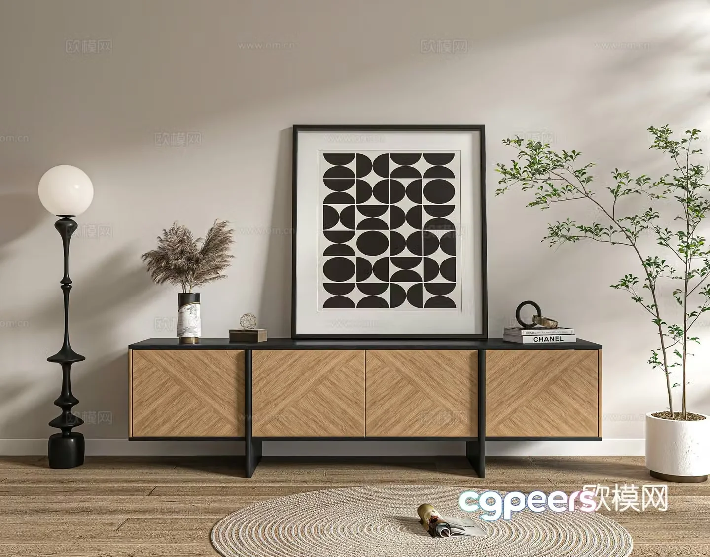 Middle-aged finished TV cabinet 3D model