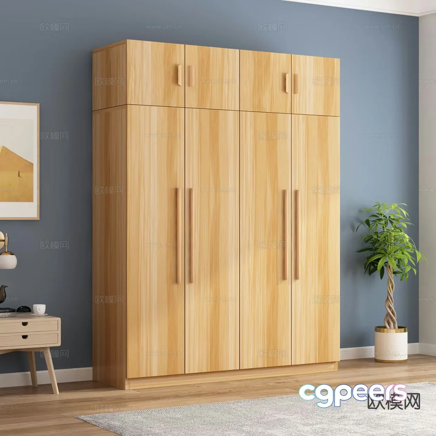 Log style wardrobe solid wood wardrobe 3d model