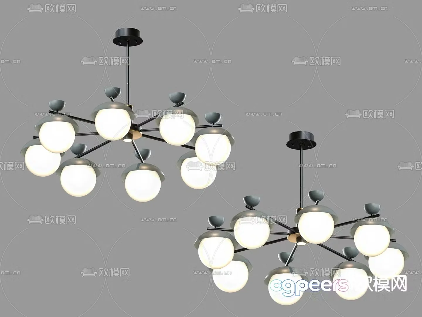 Multi-head chandelier Hall chandelier 3d model