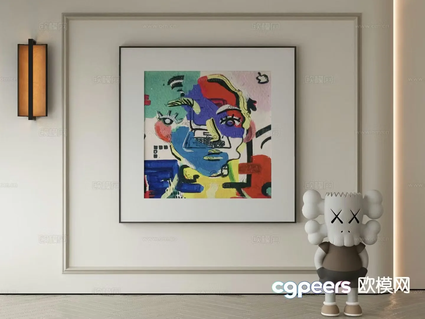 Modern texture painting decorative painting 3d model