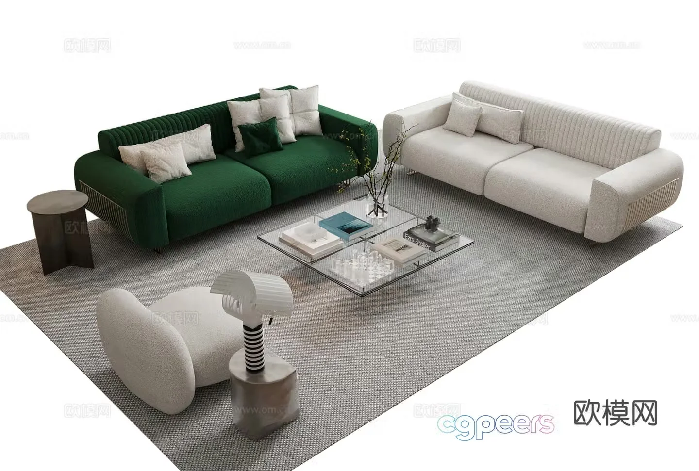 Modern sofa coffee table combination 3D model