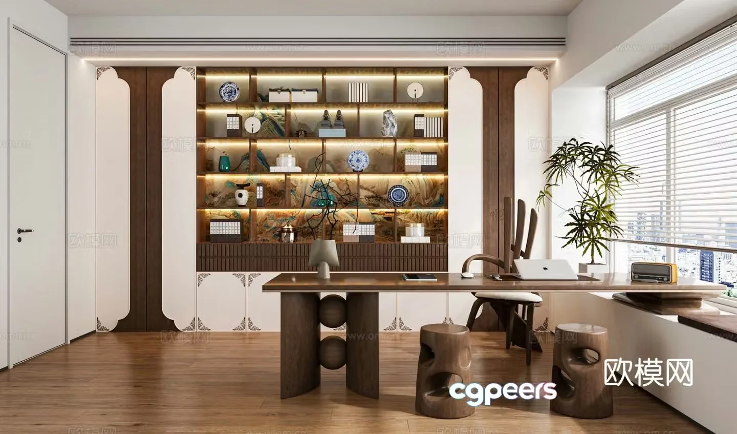 New Chinese style study room 3D model