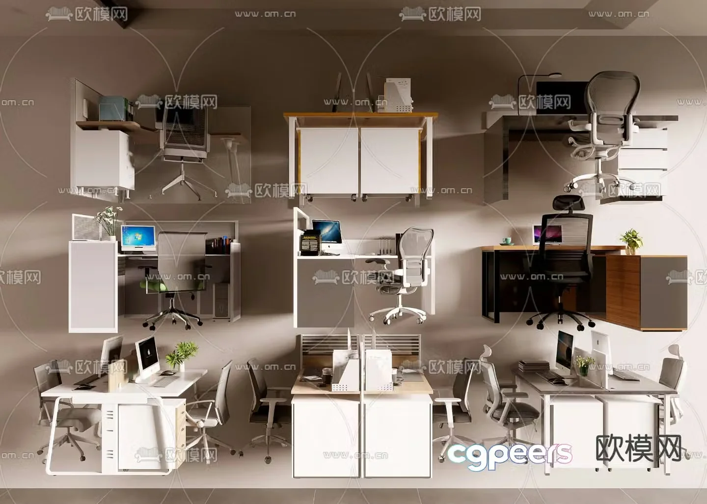 Office furniture supplies office desk and chair 3d model