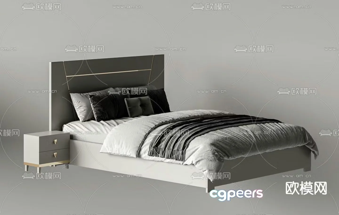 Modern double bed 3d model