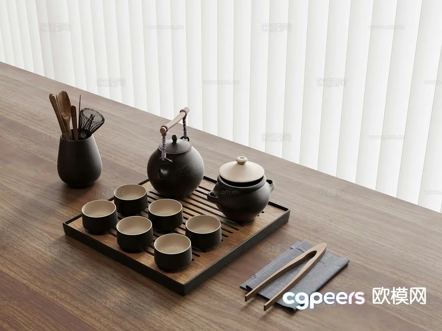 New Chinese tea set saucer teapot 3d model