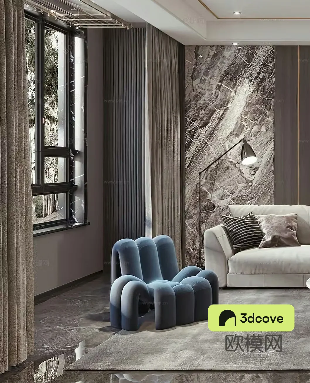 Modern leisure chair light luxury leisure chair Italian leisure chair floor lamp side table corner table single