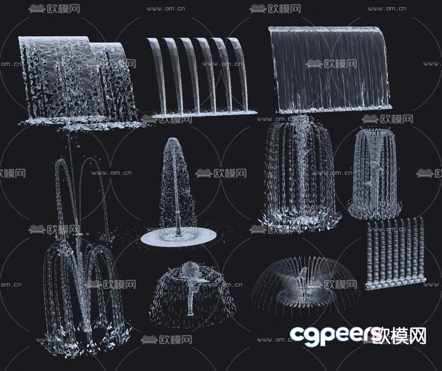 Fountain flowing water spring waterscape water flower 3d model
