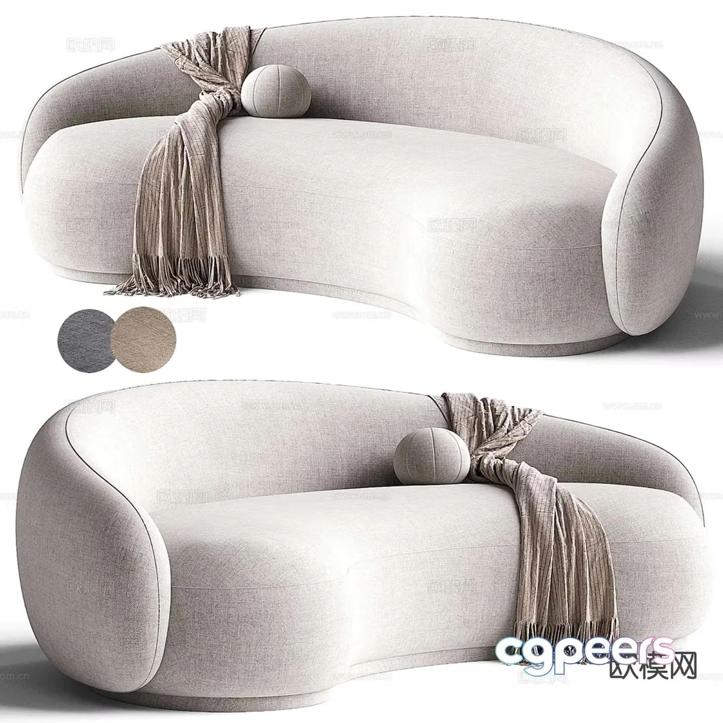 Curved sofa multi-person sofa 3d model