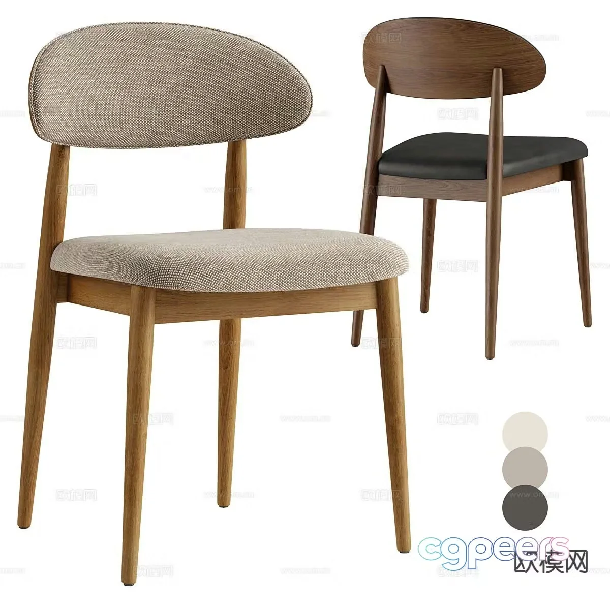 Modern single chair dining chair 3d model