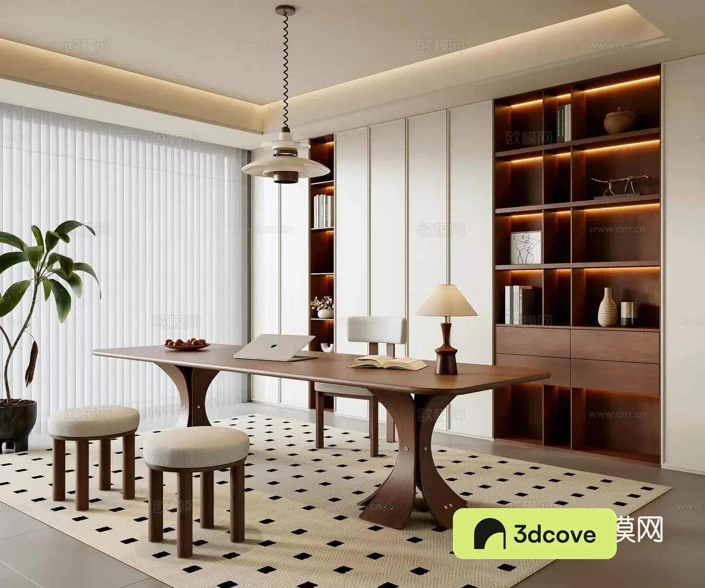 Middle-aged study room 3D model