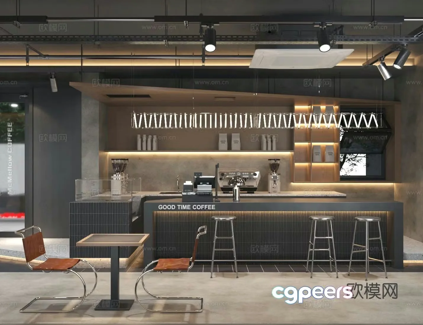 Industrial style coffee shop milk tea shop 3d model