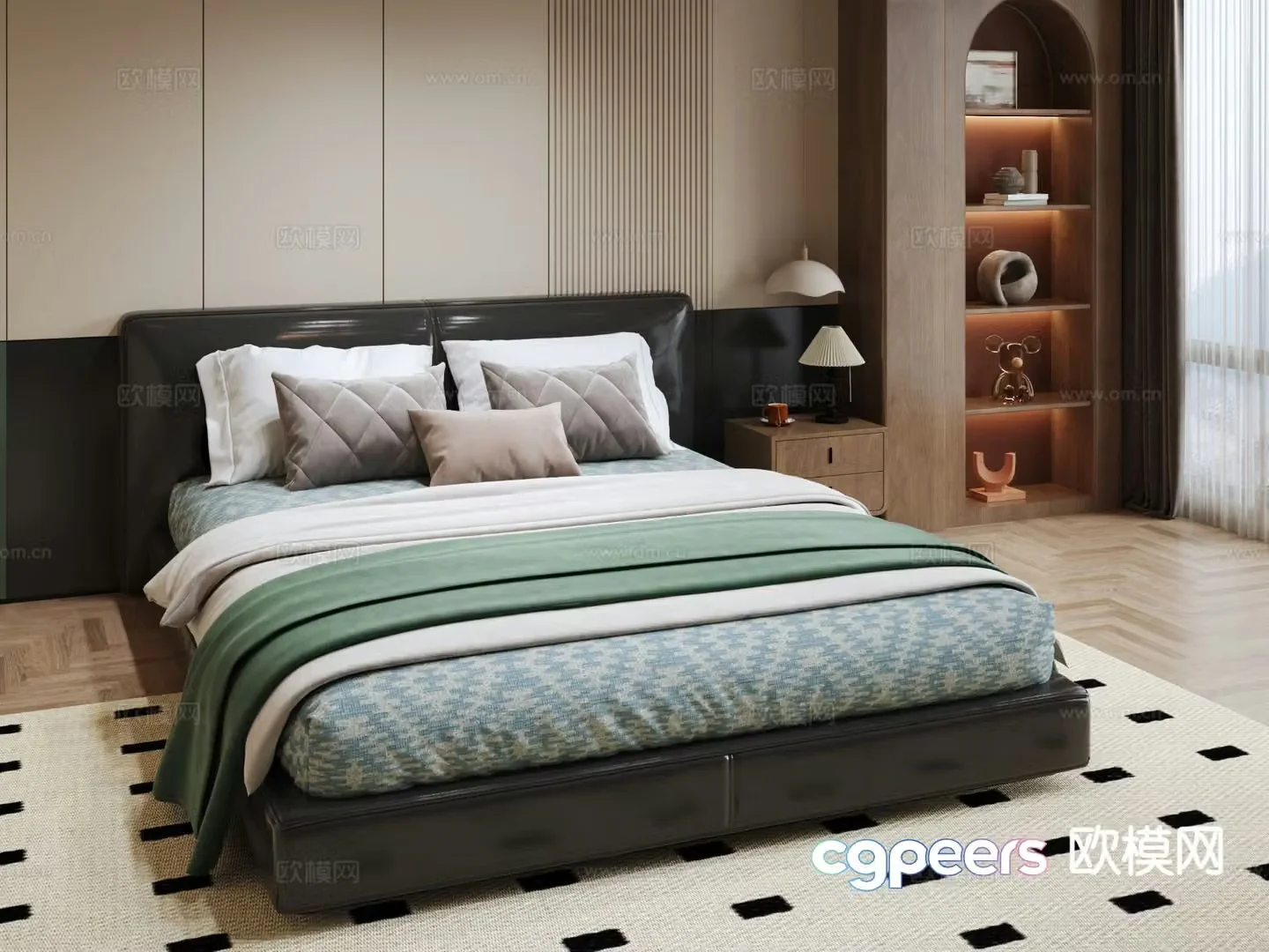 Medieval style double bed 3d model