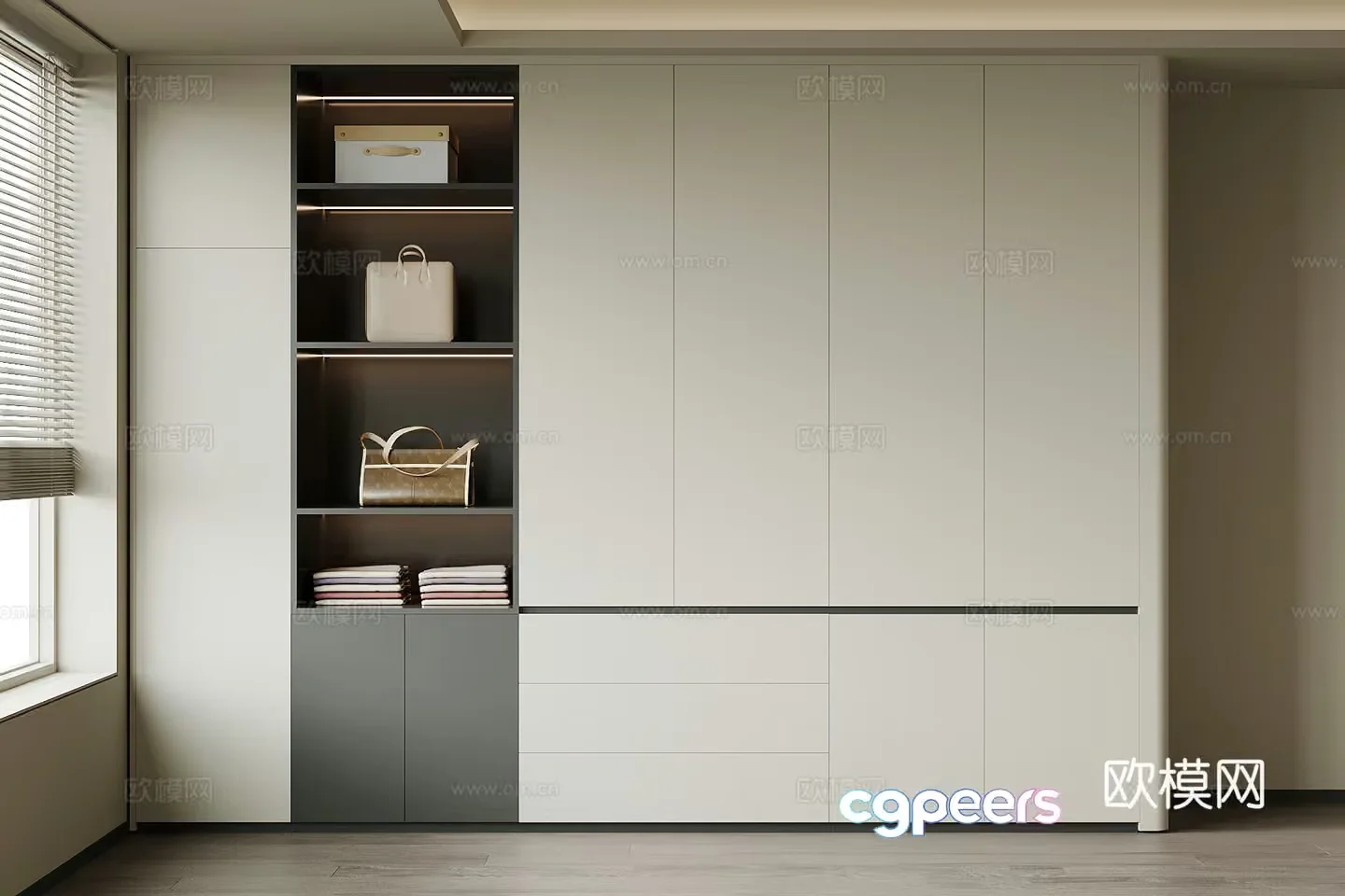 Modern Wardrobe Closet 3D Model – 13340 – VRAY Render