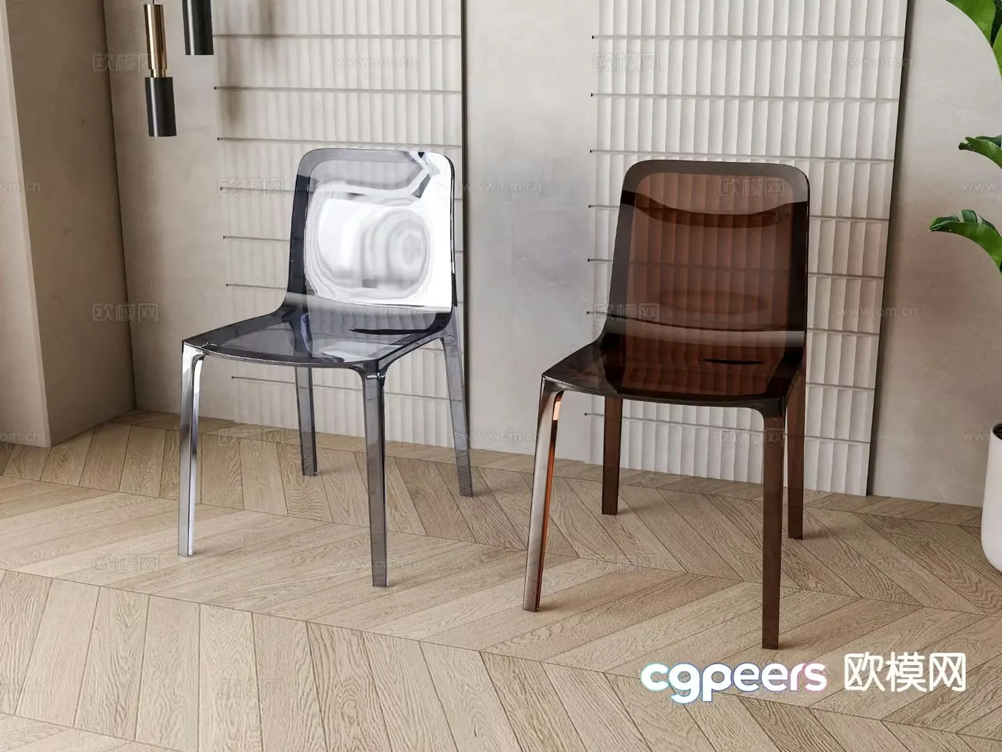 Modern acrylic dining chair 3d model