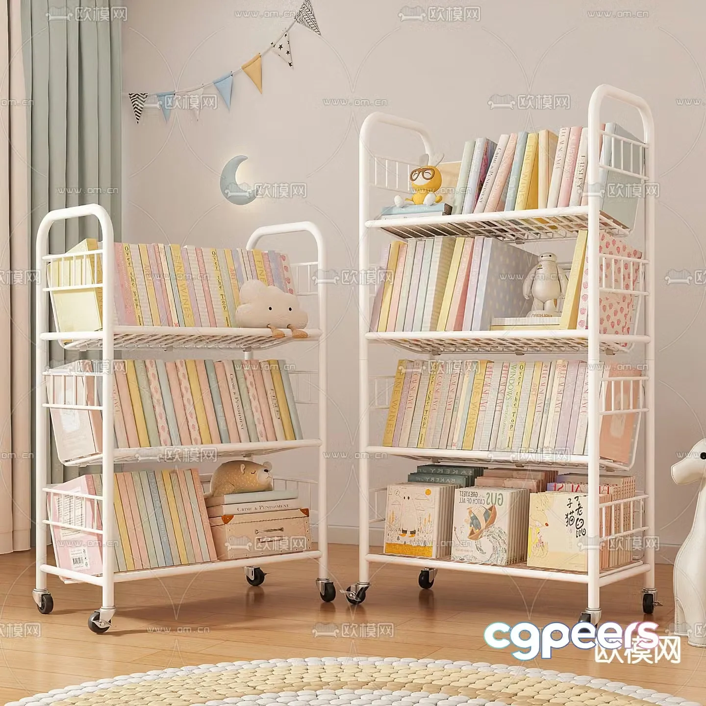 Children’s bookshelf cartoon book toy ornaments 3d model