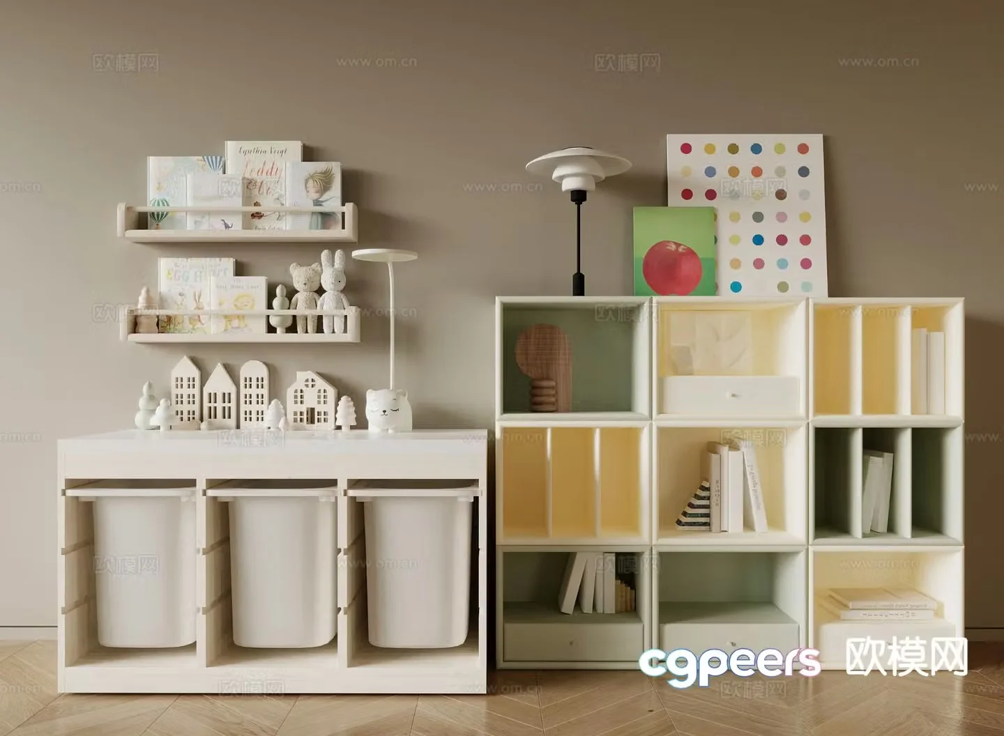 Memphis children’s cabinet toy cabinet locker 3d model