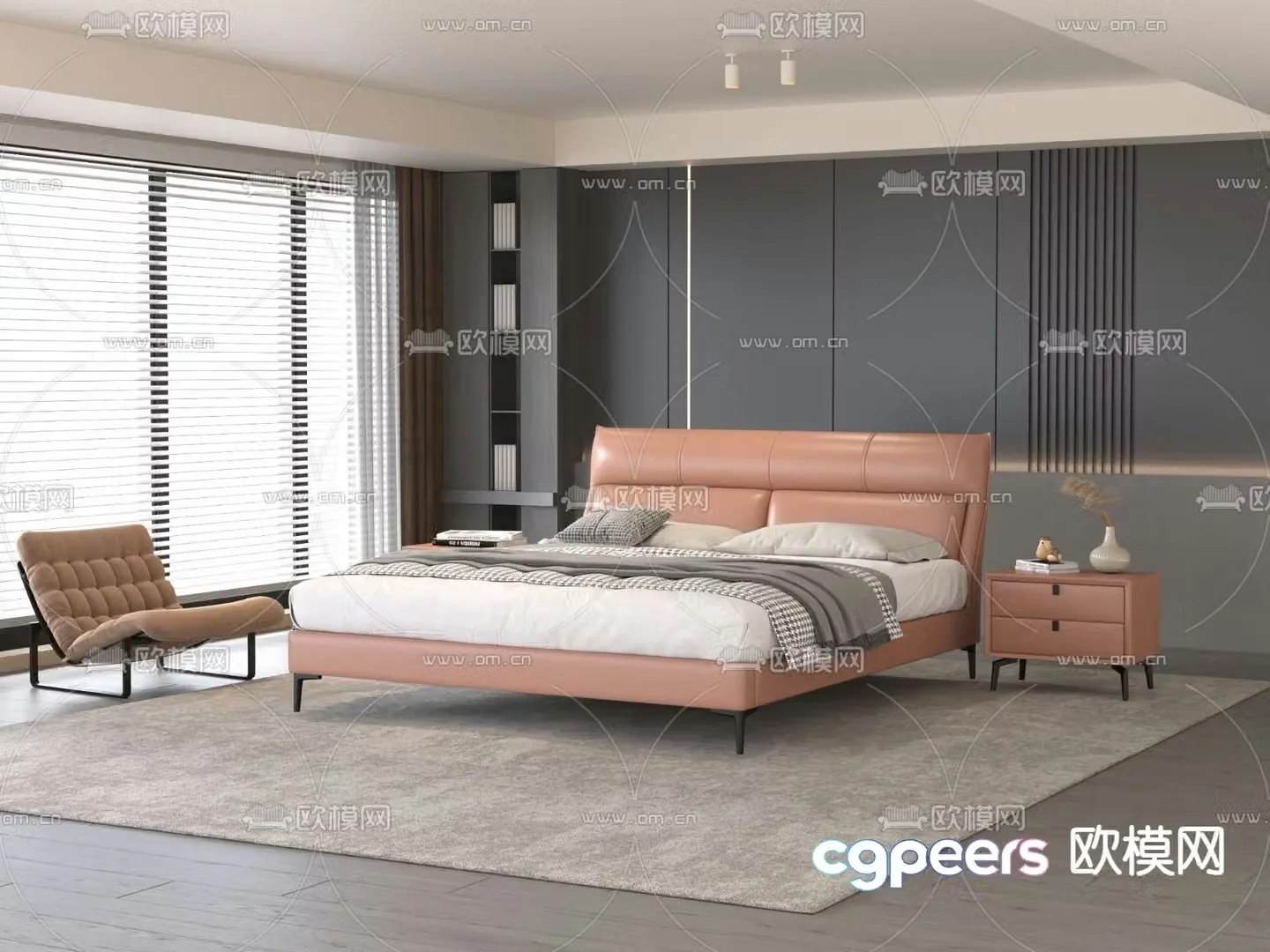 Modern double bed 3d model