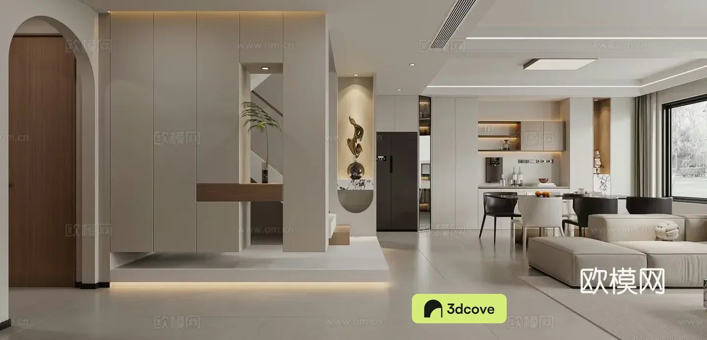 Modern villa living and dining room