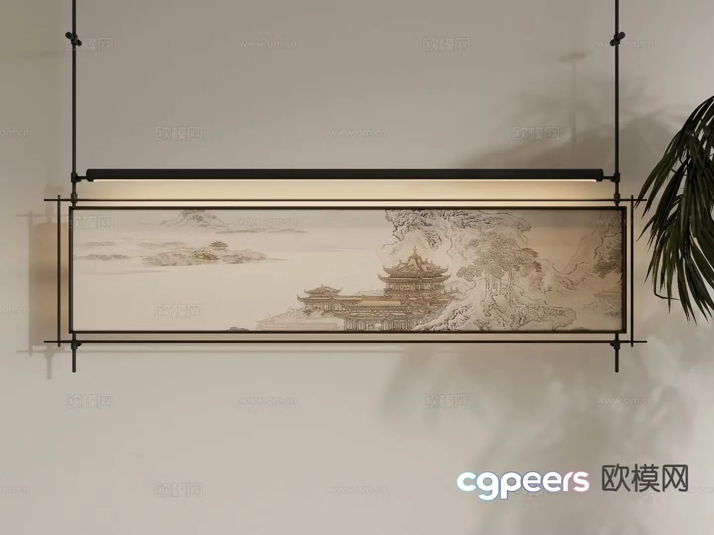New Chinese style decorative painting architectural painting hanging painting 3D model