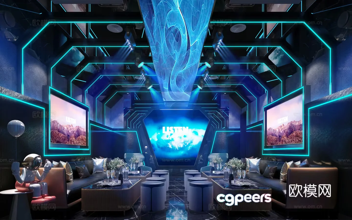 Modern Entertainment Space 3D Model – 18130 – VRAY Render