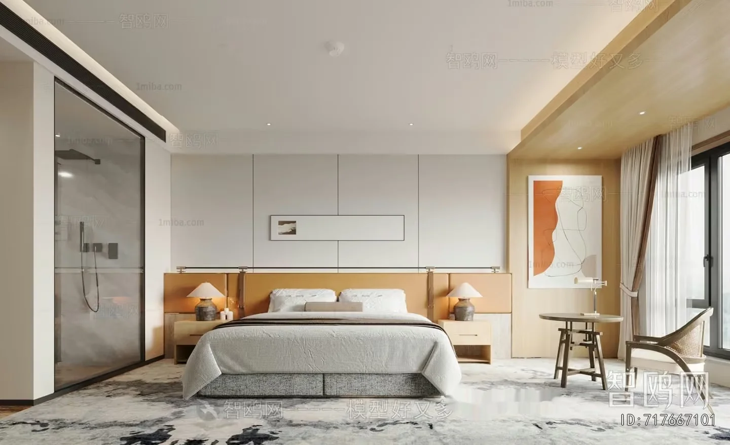 Cozy Modern Bedroom 3D Model – 12705 – VRAY Render