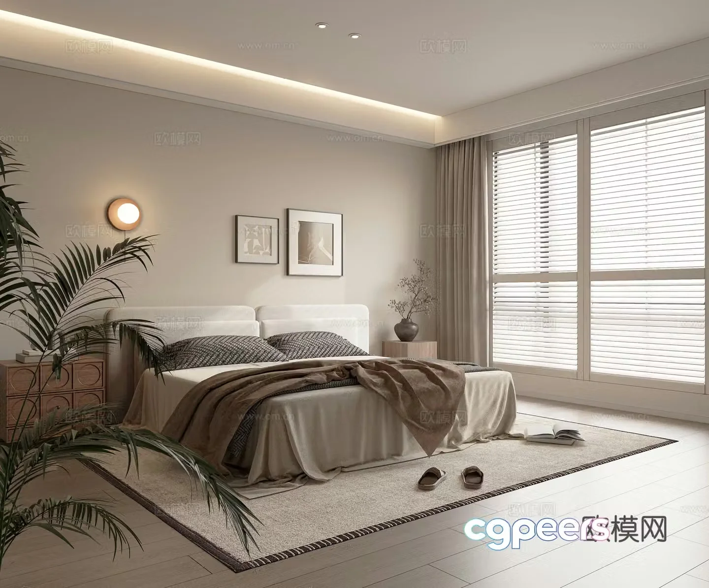 Modern medieval bedroom Wasabi wind bedroom master bedroom second bedroom 3D model