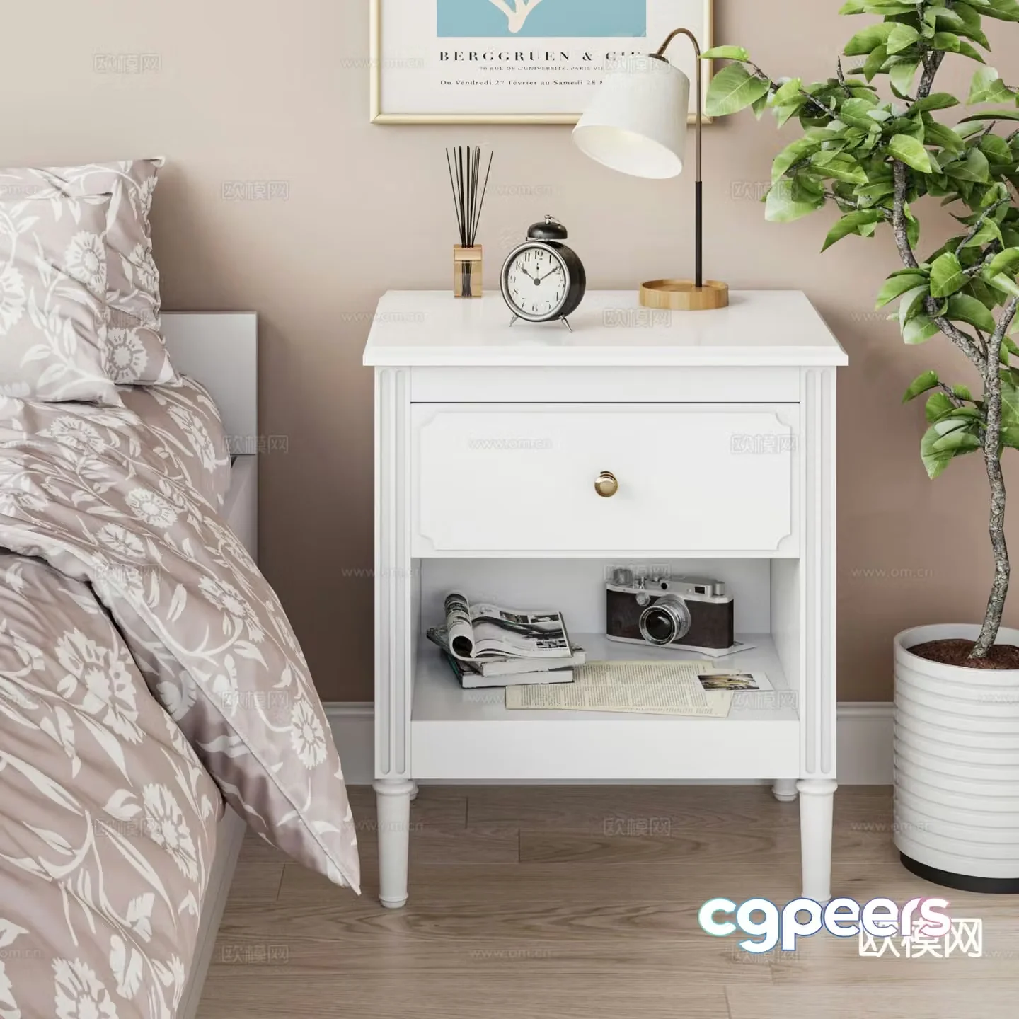 Nordic bedside table 3d model