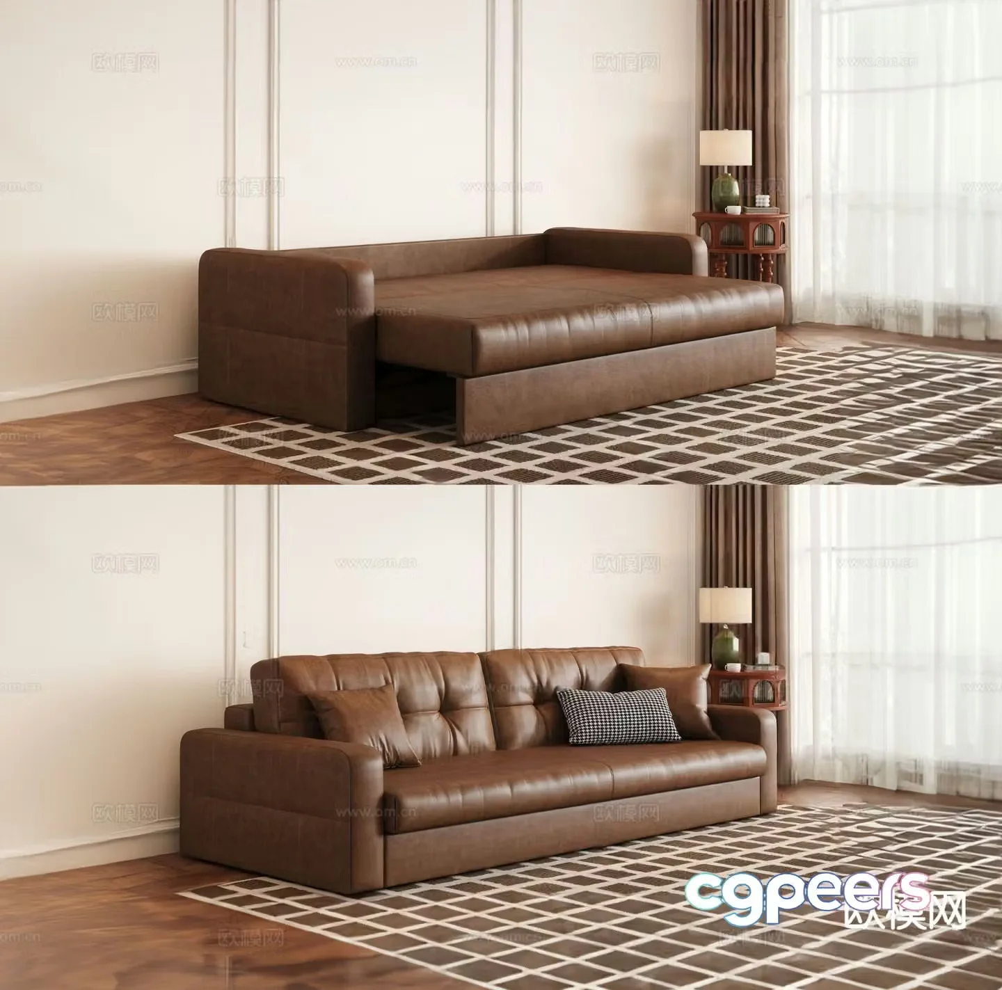 Medieval style folding sofa bed 3D model