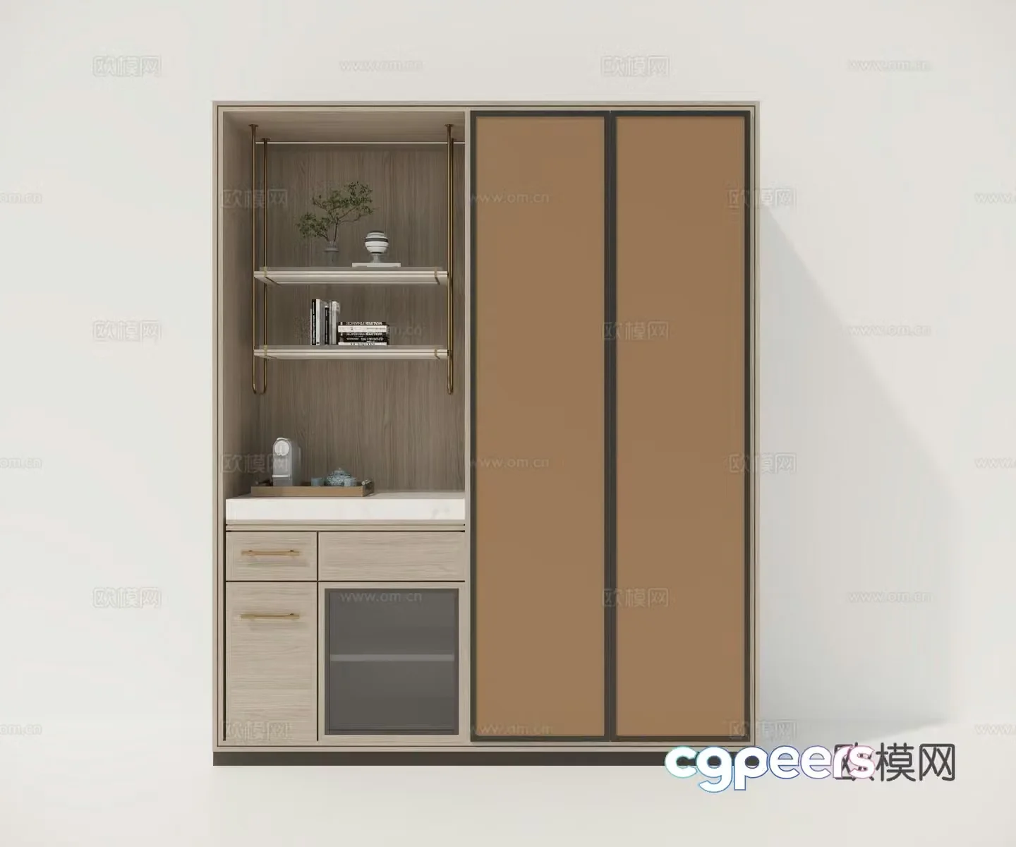 Wine cabinet wardrobe decorative cabinet 3d model